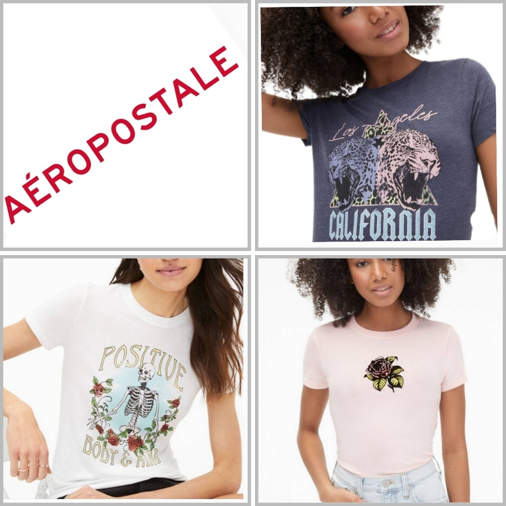 Aeropostale Women's Graphic Tees 3Pc Bundle Size Large